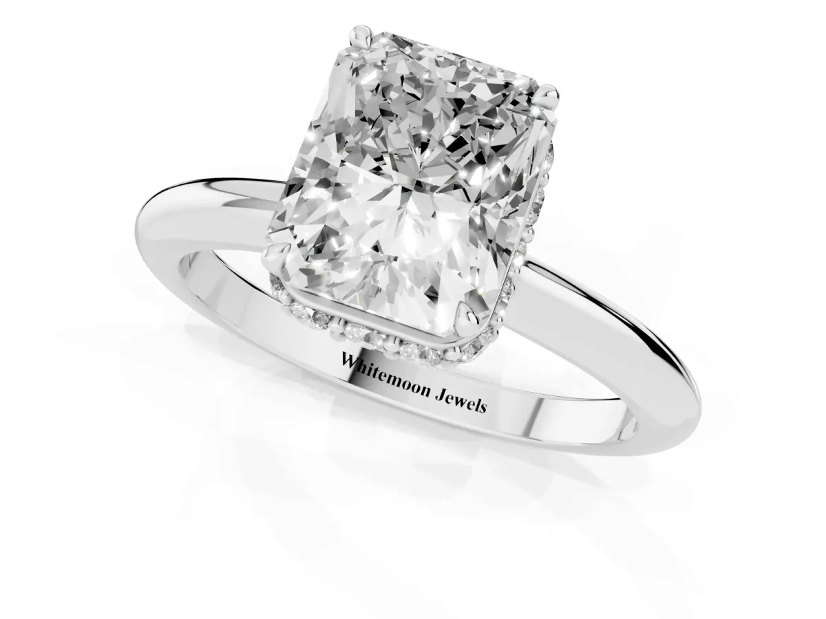 Radiant Cut Brilliant Solitaire Engagement Ring with Six-Prong Setting and Classic Band Platinum