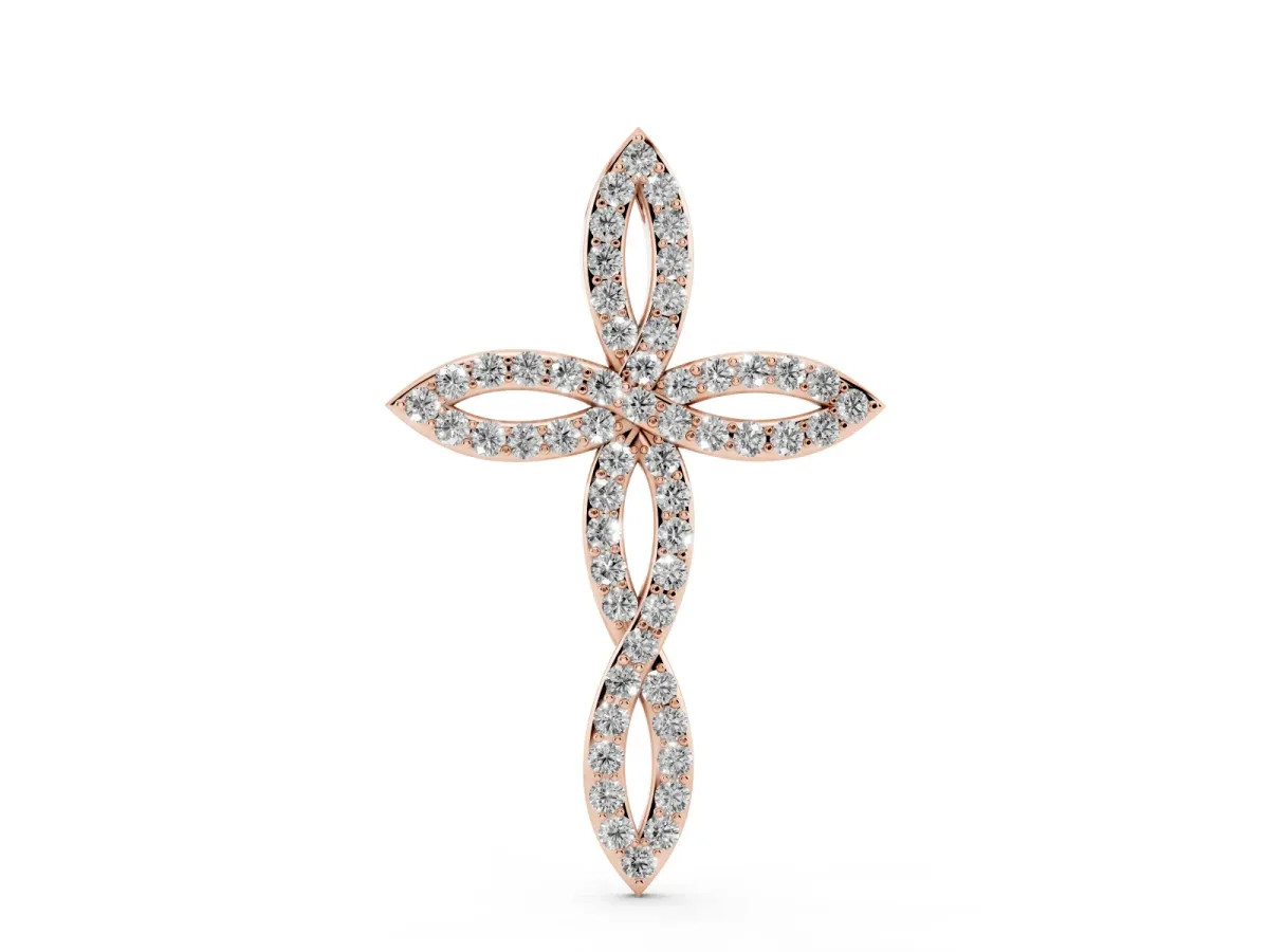 Marquise Diamond Pavé Cross Pendant Rose gold