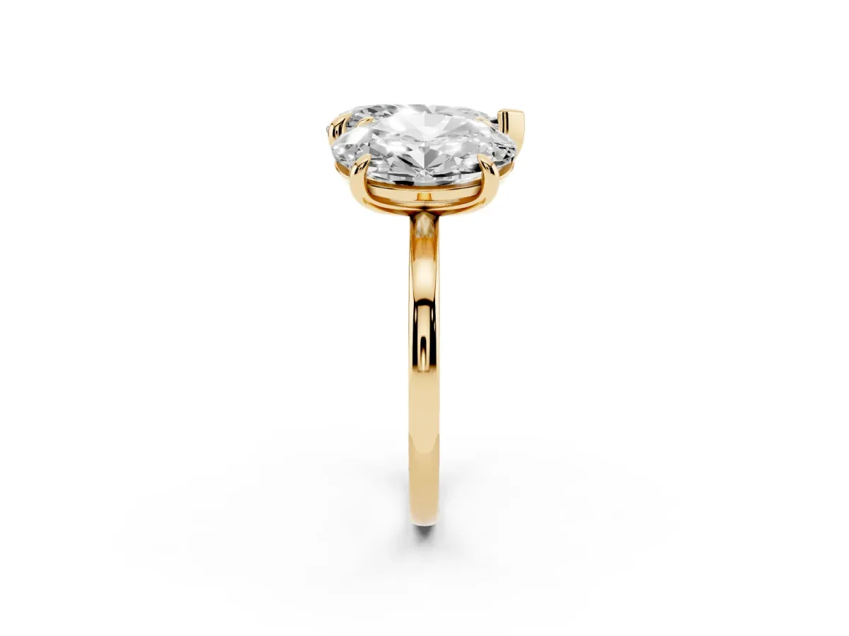 Oval and Pear Toi Moi Ring with Prong Setting and Plain Band Yellow gold