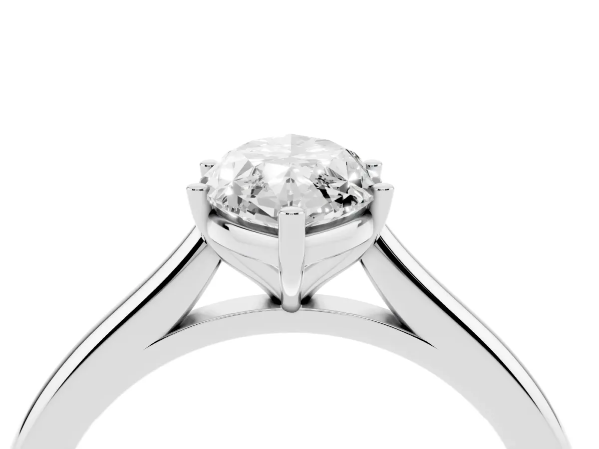 Marquise Cut Cut Solitaire Ring with Cathedral Band and Four-Prong Setting Silver