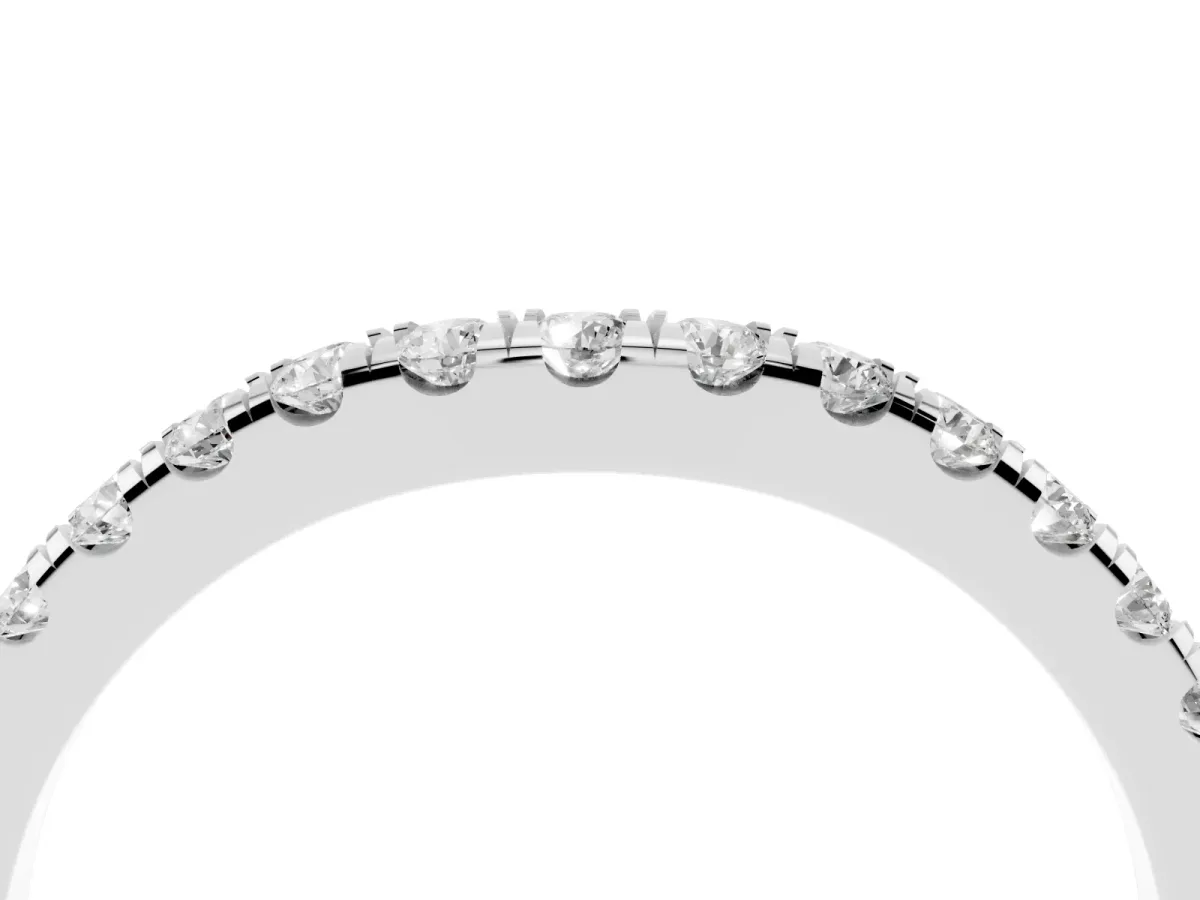 Round Diamond Pavé Curved Eternity Band with Shared Prong Setting Platinum