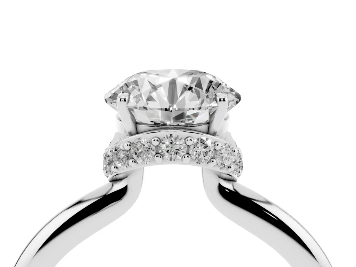 Round Cut Brilliant Solitaire Engagement Ring with Six-Prong Setting and Classic Band White gold
