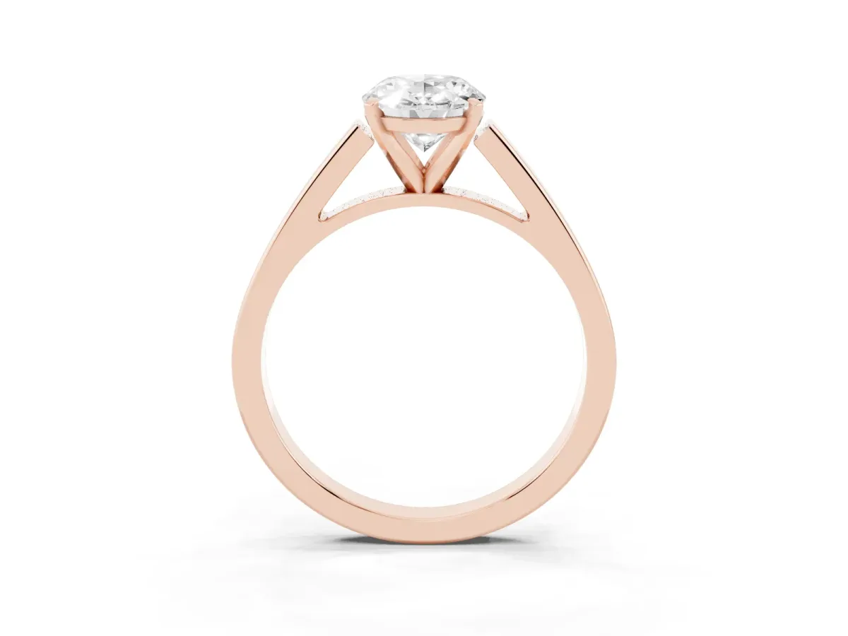 Oval Cut Solitaire Engagement Ring with Four-Prong Setting and Tapered Band Rose gold