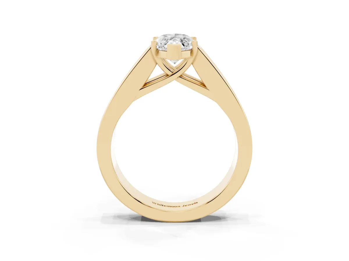 Marquise Cut Cut Channel Set Solitaire Ring with Four-Prong Setting Yellow gold