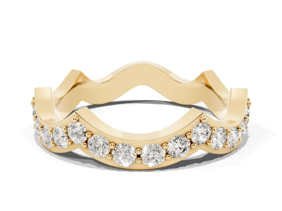 Round Diamond Pavé Zigzag Eternity Band Yellow gold