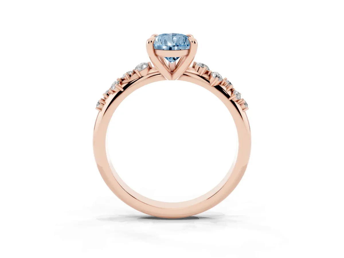 Fancy Blue Pear Cut Cut Diamond Vine Band with Four-Prong Setting Rose gold