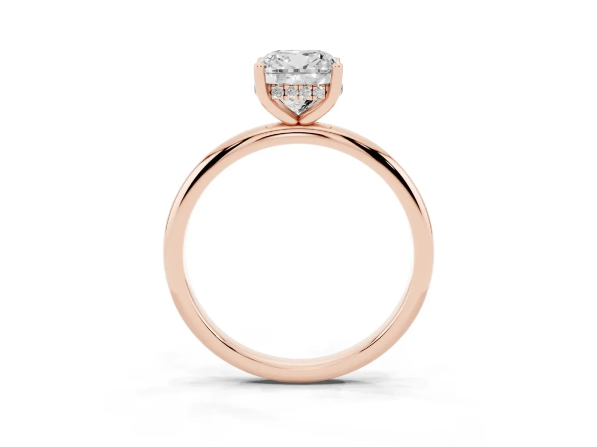 Cushion Cut Cut Solitaire Engagement Ring with Four-Prong Setting and Classic Band Rose gold