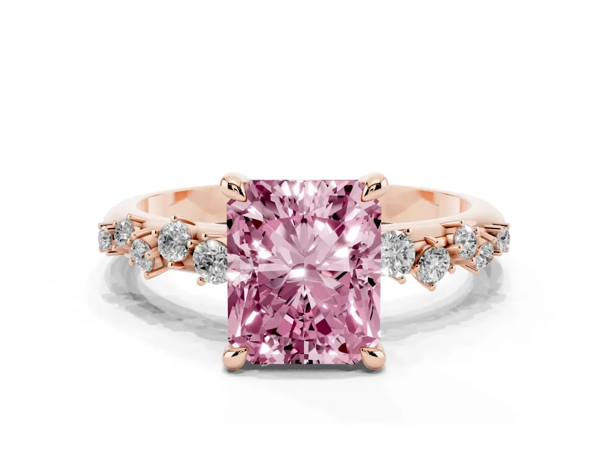 Fancy Pink Radiant Cut Cut Diamond Vine Band with Four-Prong Setting Rose gold