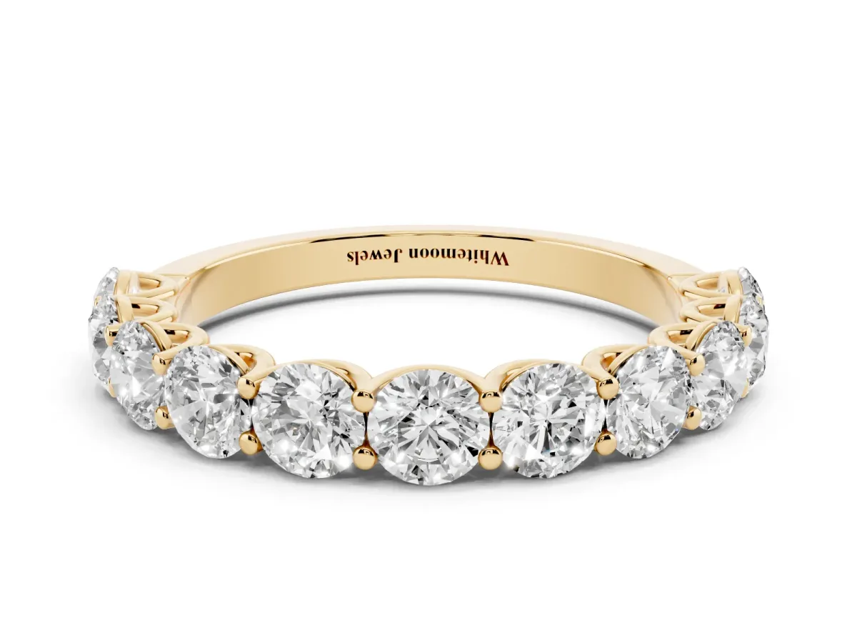 Round Diamond Shared Prong Eternity Band Yellow gold