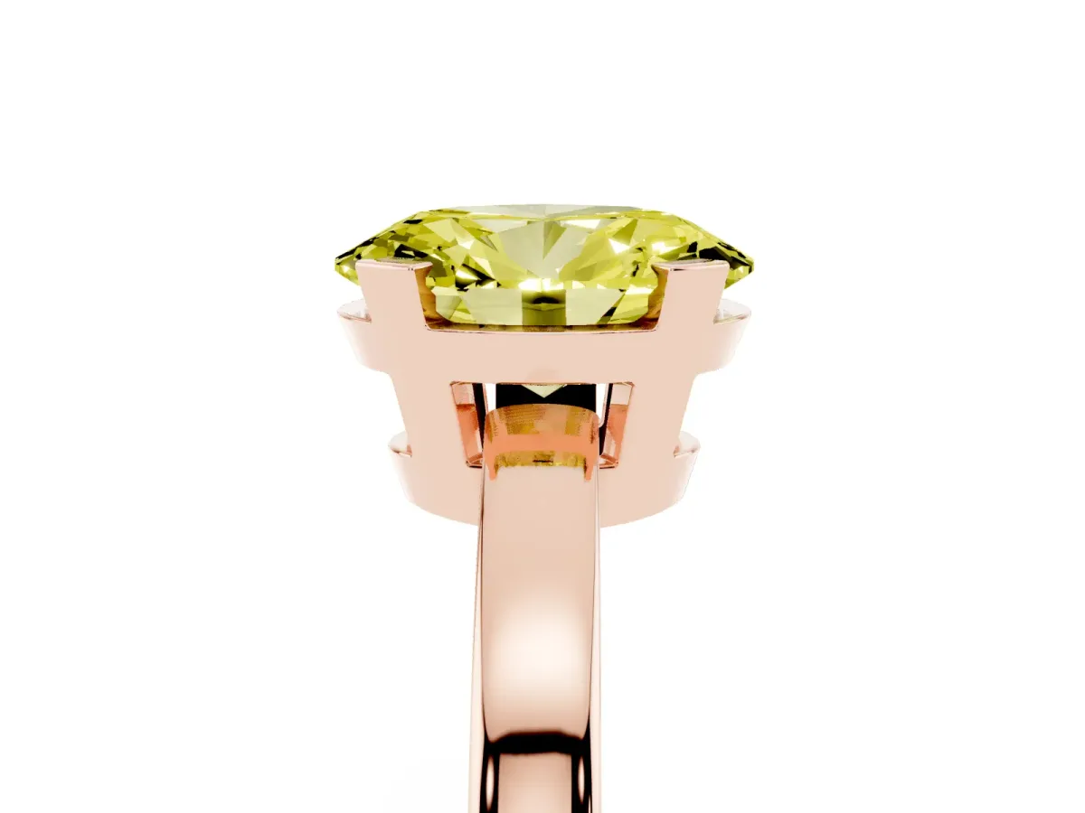 Fancy Yellow Oval Cut Cut Solitaire Ring with Four-Prong Setting and Classic Band Rose gold