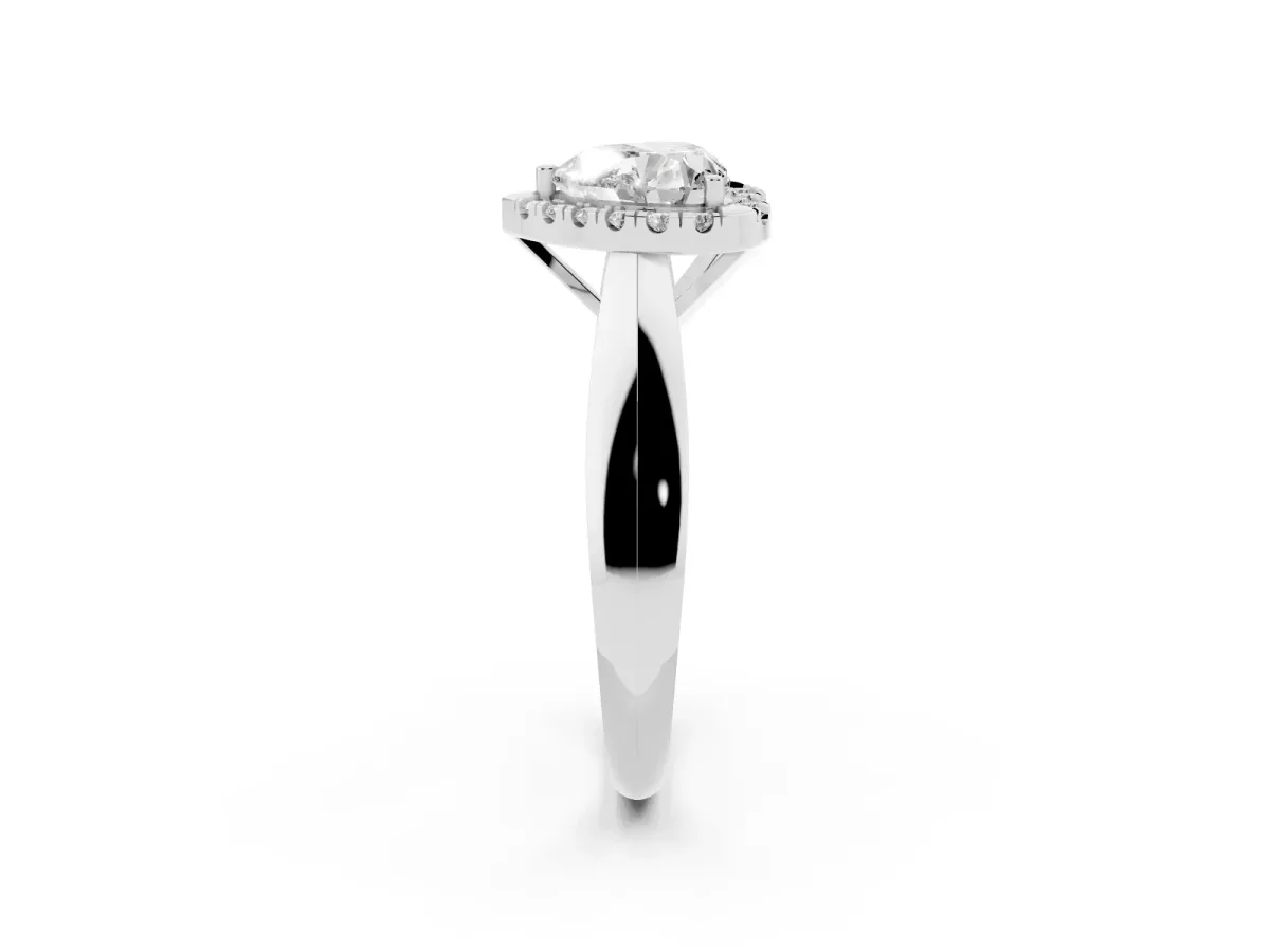 Heart Cut Cut Halo Solitaire Engagement Ring with Square Band and Four-Prong Setting Platinum