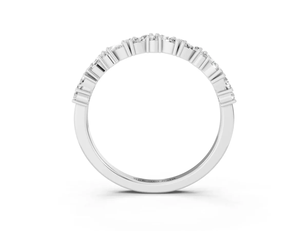Marquise and Round Diamond Vine Eternity Band with Prong Setting Silver