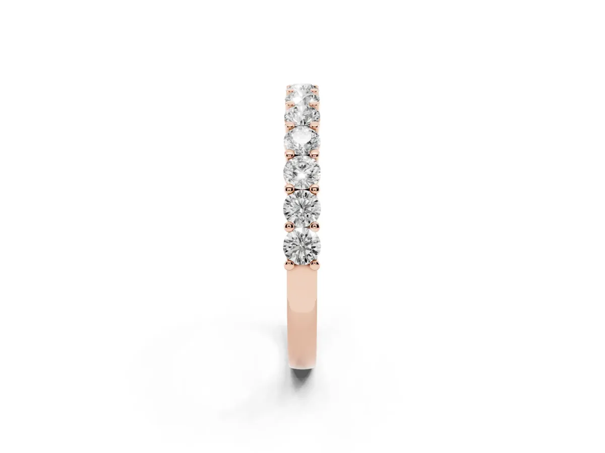 Alternating Round Diamond Promise Ring with Round Diamond Accents Rose gold