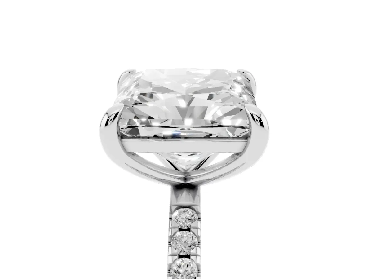 Oval and Princess Toi Moi Ring with Prong Setting and Pave Band White gold