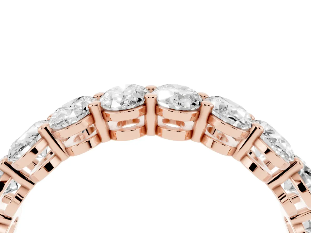 Oval Diamond Prong-Set Eternity Band Rose gold