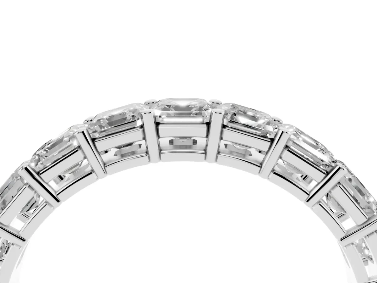 Asscher Cut Half Eternity Band with Shared Prong Setting Platinum
