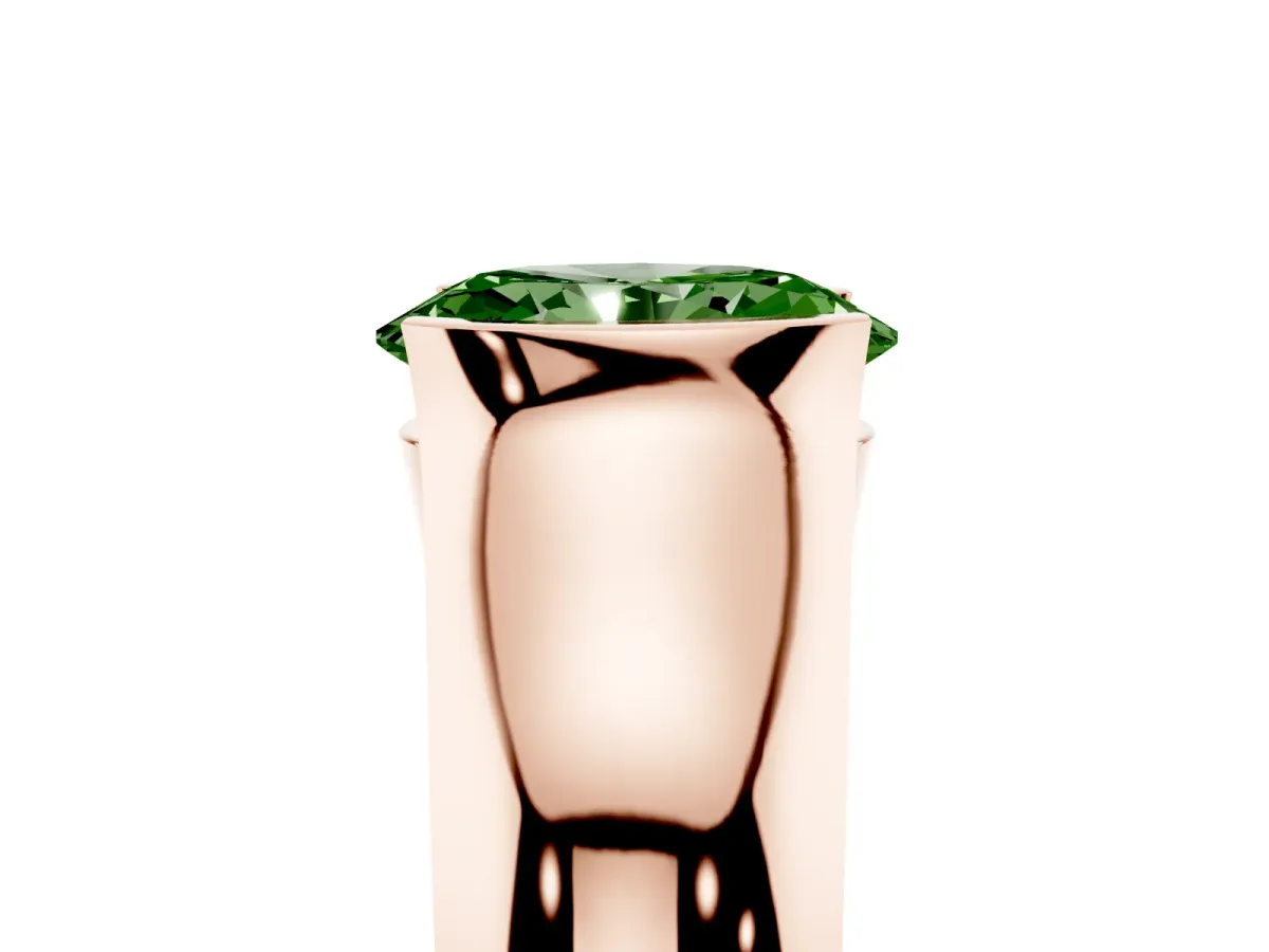 Fancy Green Oval Cut Solitaire Bezel Set Diamond Ring with Wide Band Rose gold