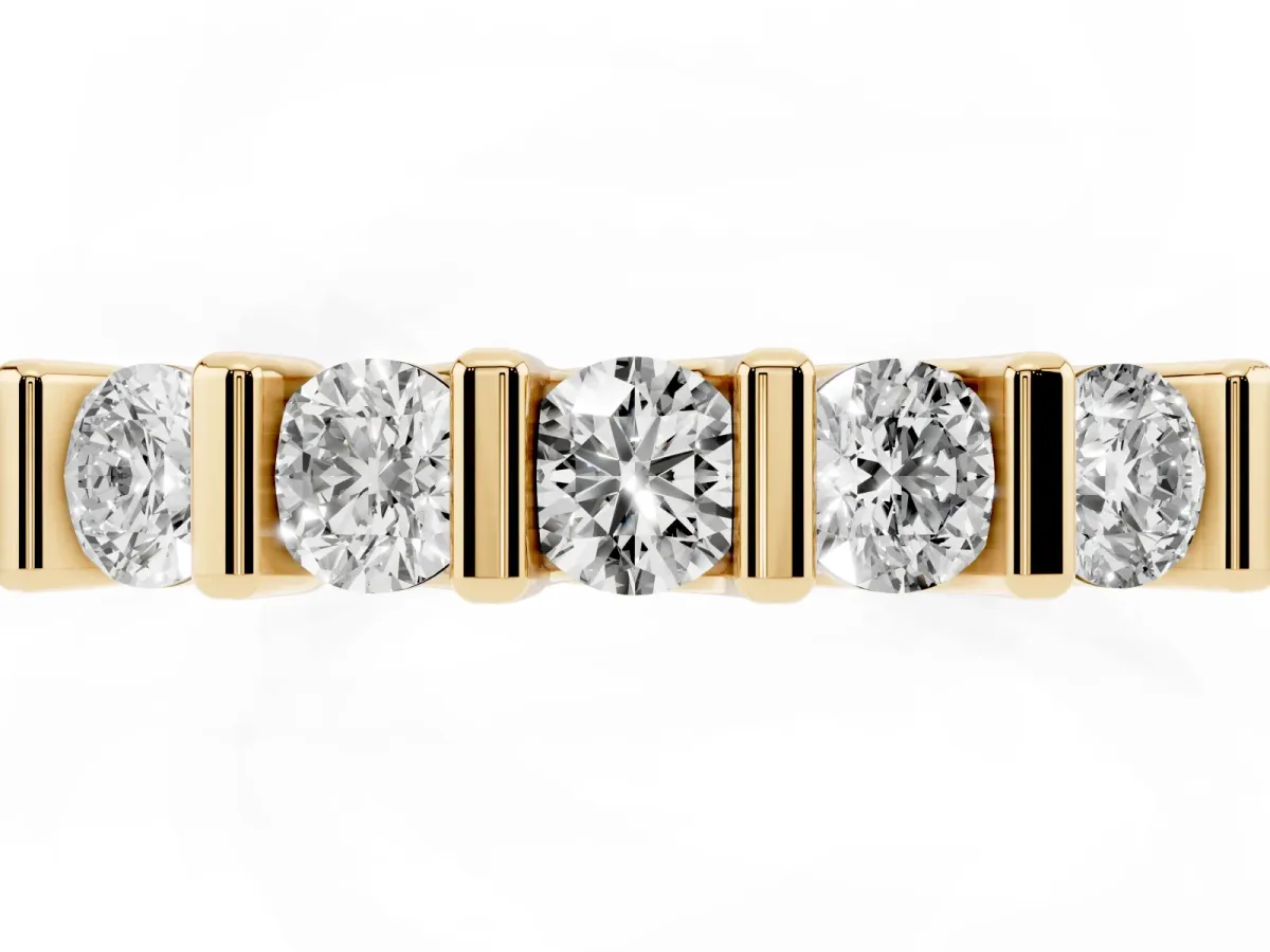 Channel-Set Round Diamond Half-Eternity Band Yellow gold