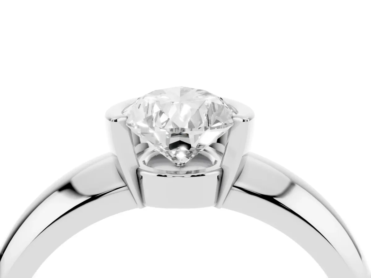 Pear Cut Solitaire Tension Set Diamond Ring with Wide Band Platinum