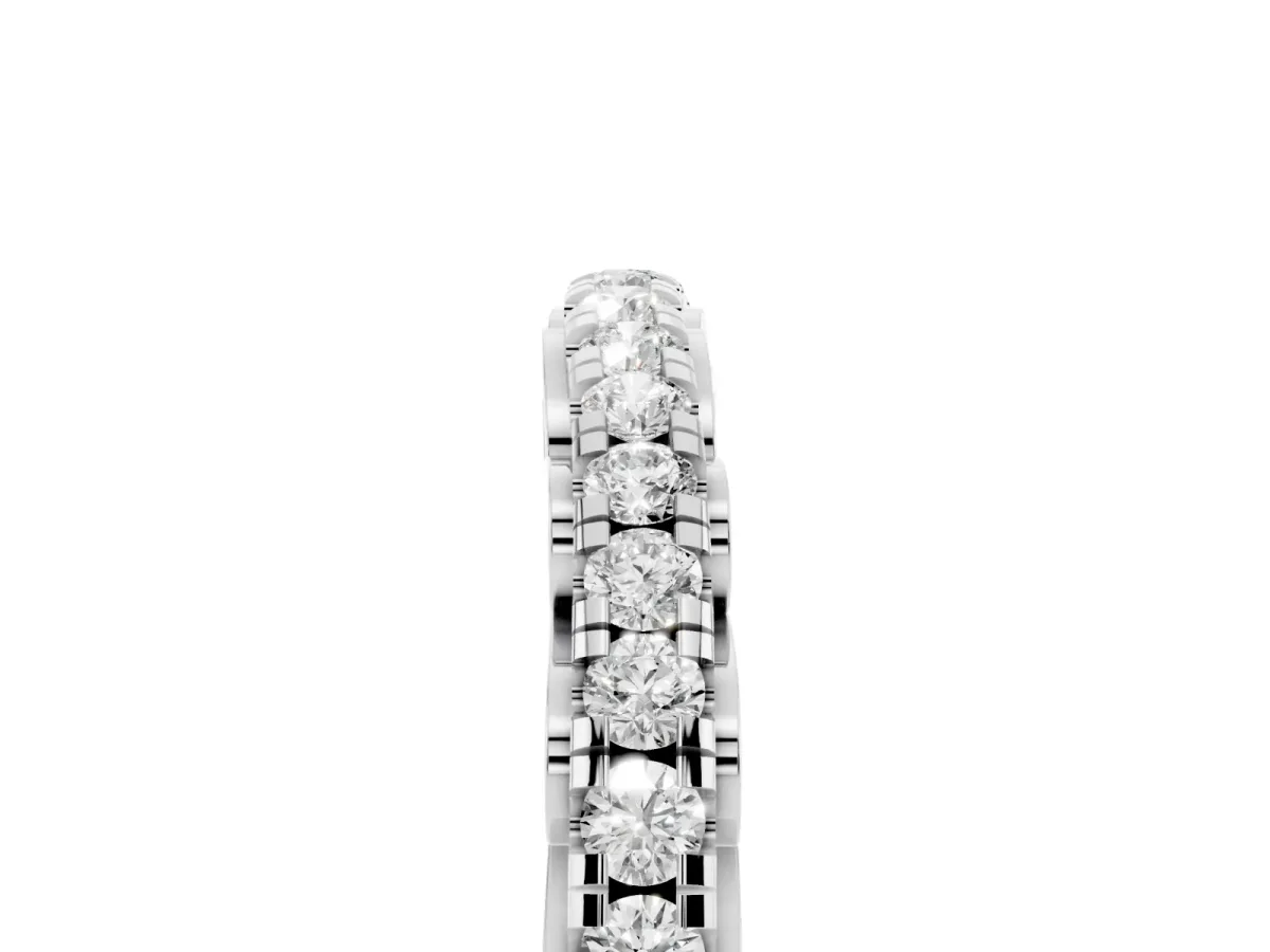 Round Cut Diamond Prong Set Eternity Band Silver