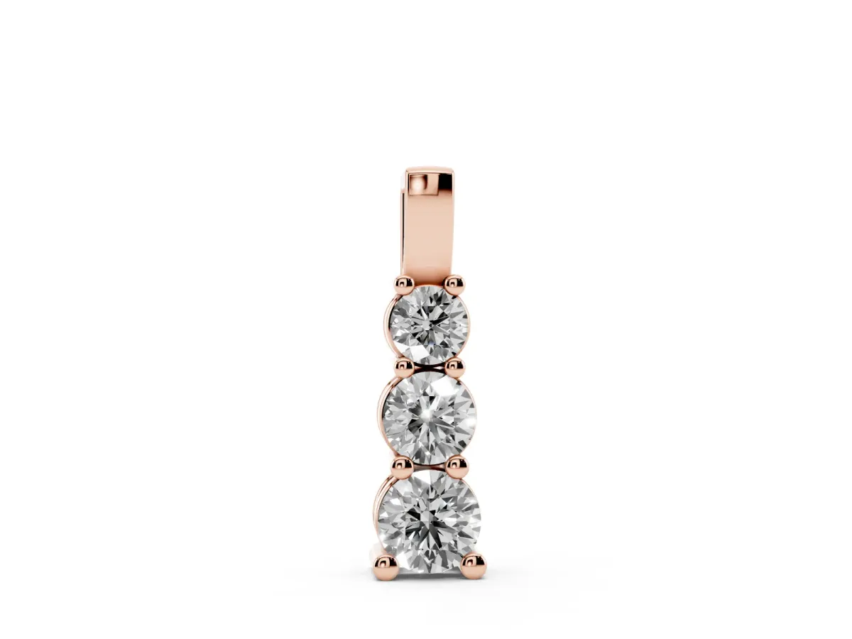 Round Diamond Vertical Prong Pendant Rose gold