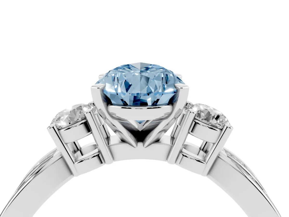 Fancy Blue Three-Stone Pear Cut Cut Diamond Twist Band with Prong Setting Platinum
