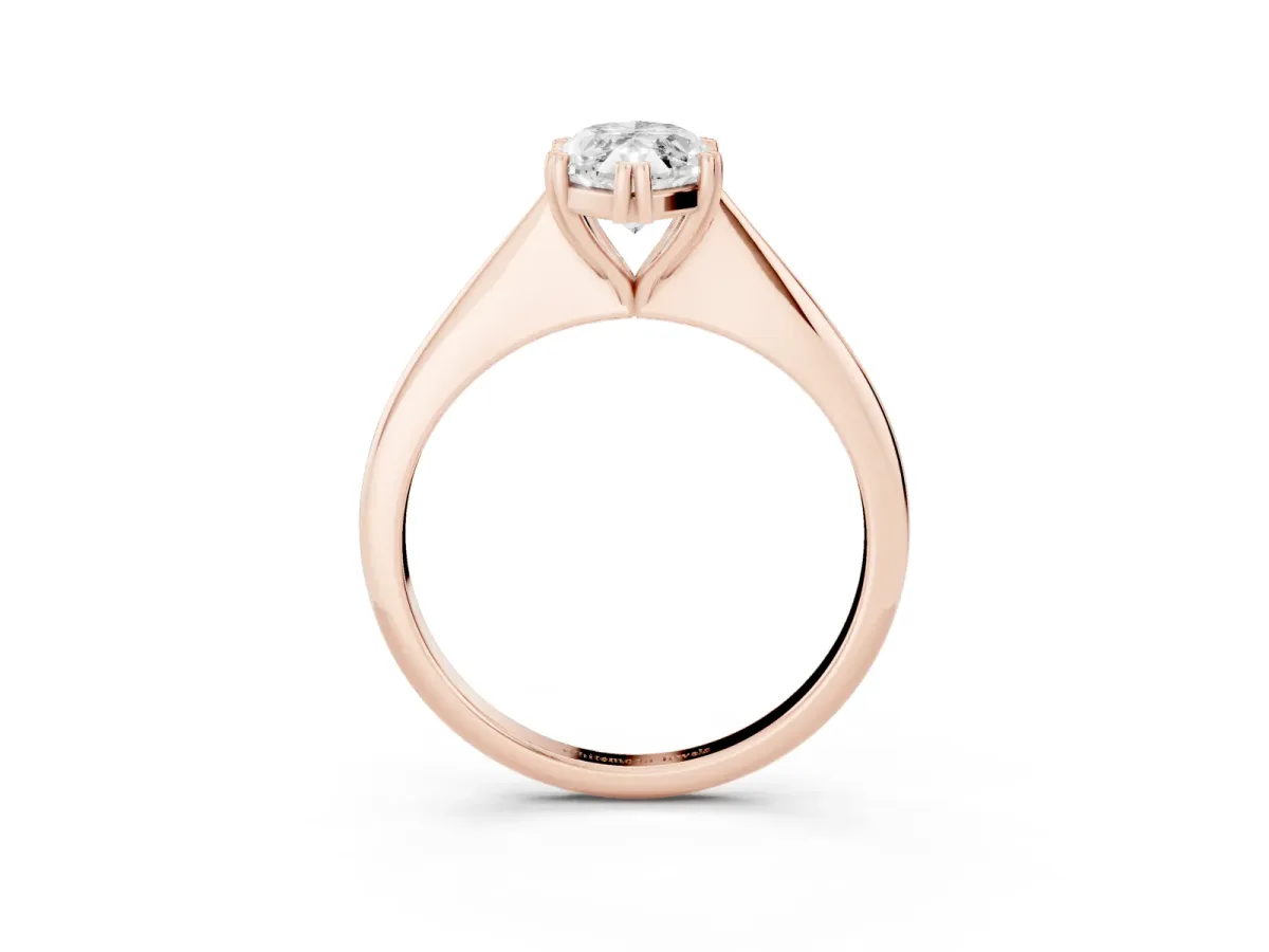 Marquise Cut Solitaire Diamond Ring with Six-Prong Setting and Classic Band Rose gold