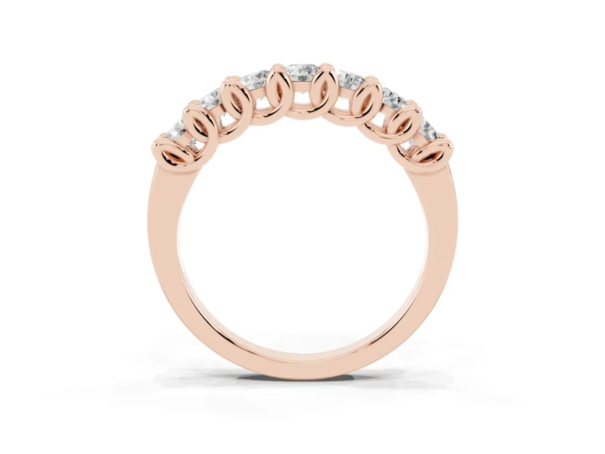 Round Diamond Prong-Set Half Eternity Band Rose gold