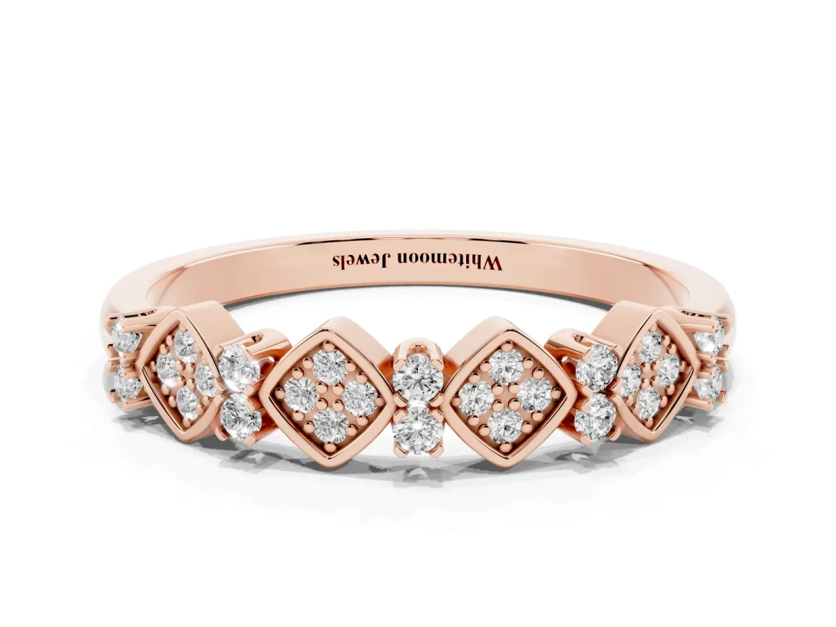 Pavé Cushion Diamond Cluster Eternity Band with Prong Setting Rose gold