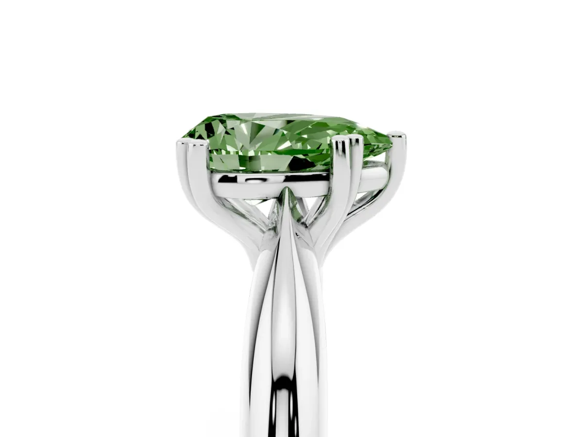 Fancy Green Pear Cut Cut Solitaire Engagement Ring with Tapered Band and Four-Prong Setting Platinum