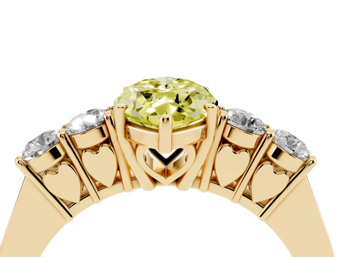 Fancy Yellow Marquise Cut Cut Diamond Five-Stone Prong Set White Gold Ring Yellow gold