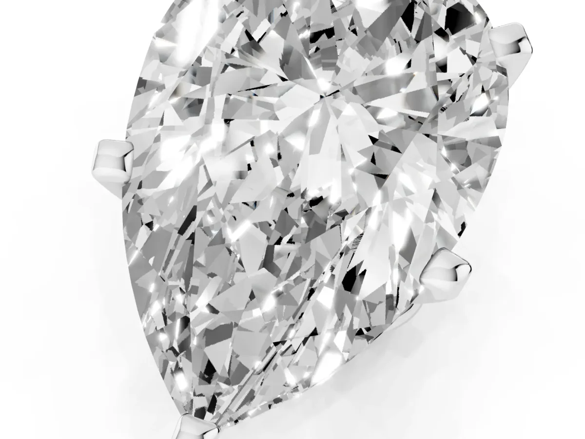 Pear Cut Diamond Solitaire Ring with Prong Setting and Classic Band White gold