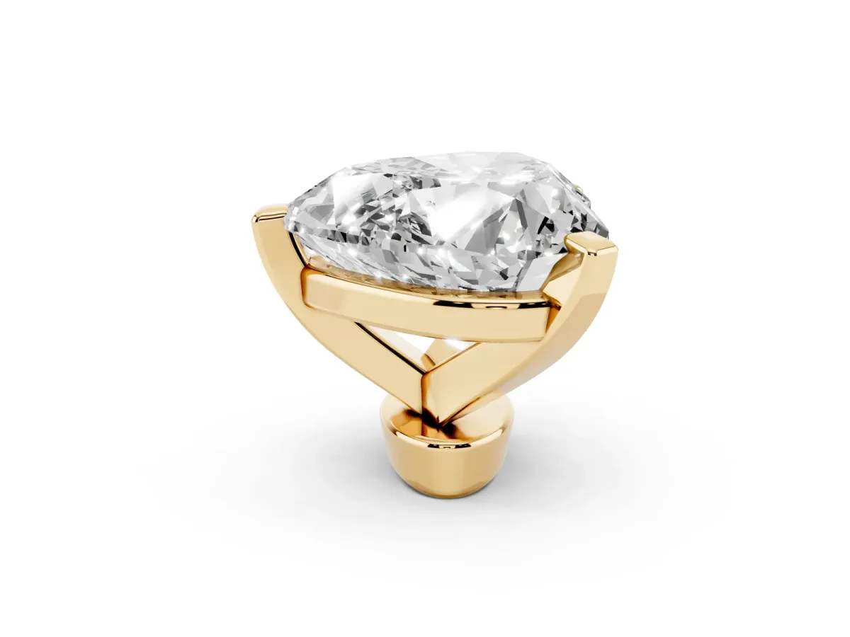 Heart Cut Diamond Solitaire Ring with Prong Setting and Classic Band Yellow gold