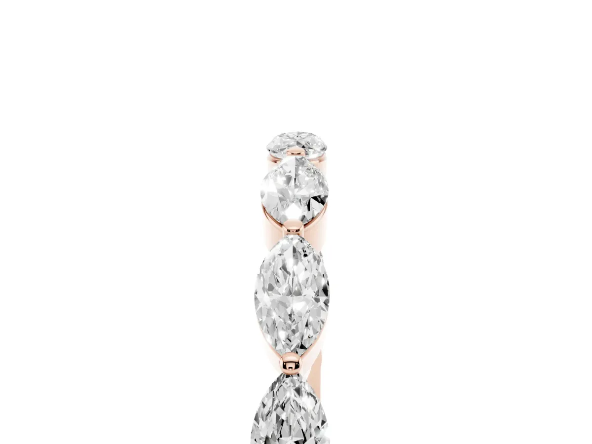 Marquise Diamond Half Eternity Band with Prong Setting Rose gold