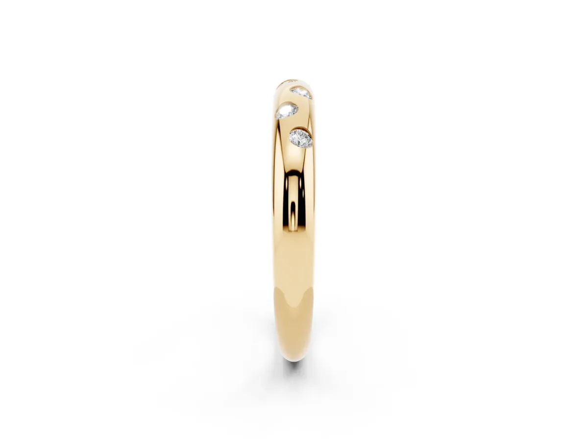 Round Diamond Flush-Set Comfort Fit Band Yellow gold