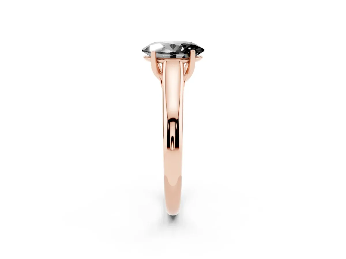 Fancy Black Oval Cut Solitaire Engagement Ring with Tapered Band and Four-Prong Setting Rose gold