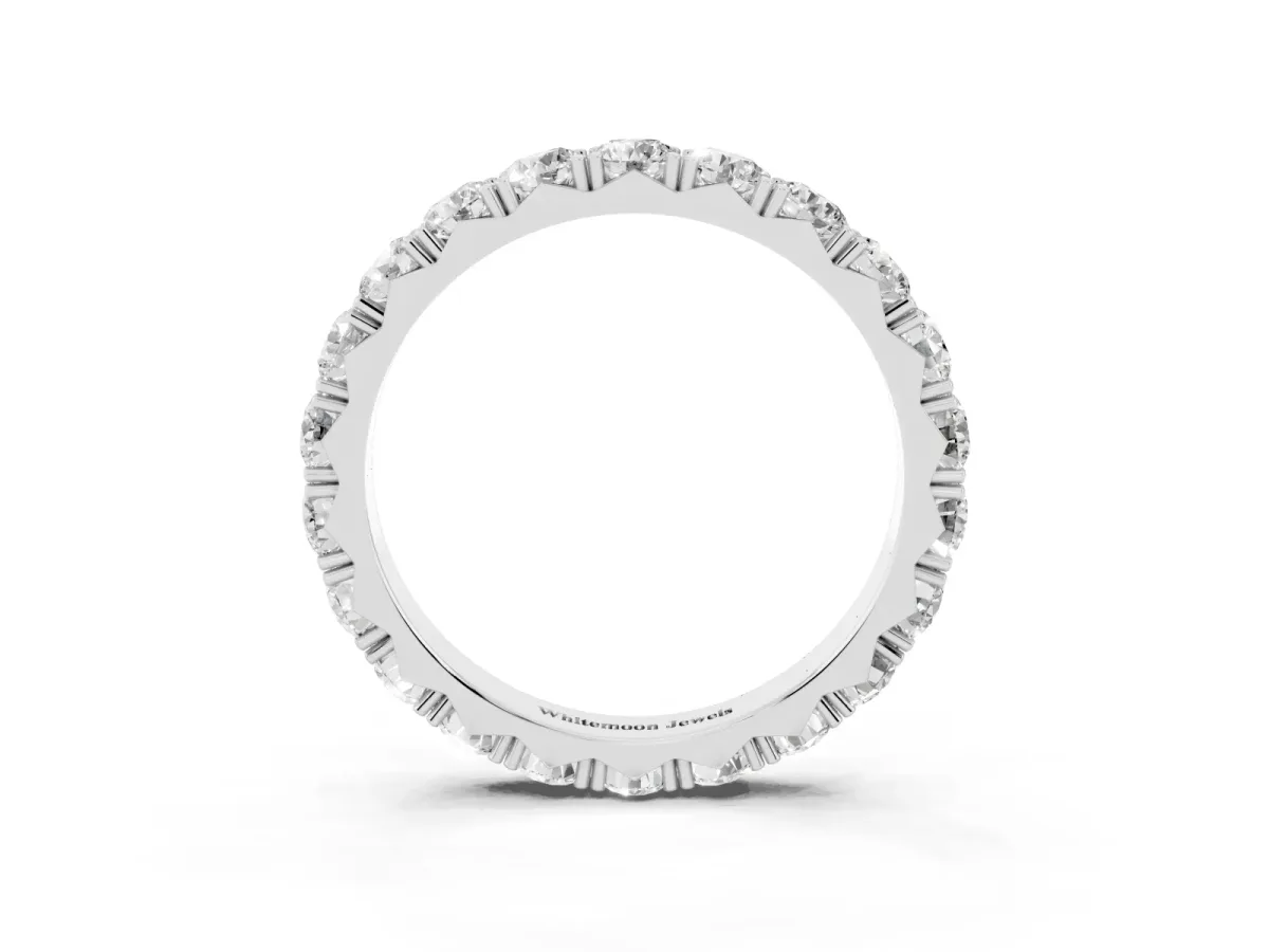 Round Diamond Eternity Band with Pavé Setting and Shared Prong Platinum