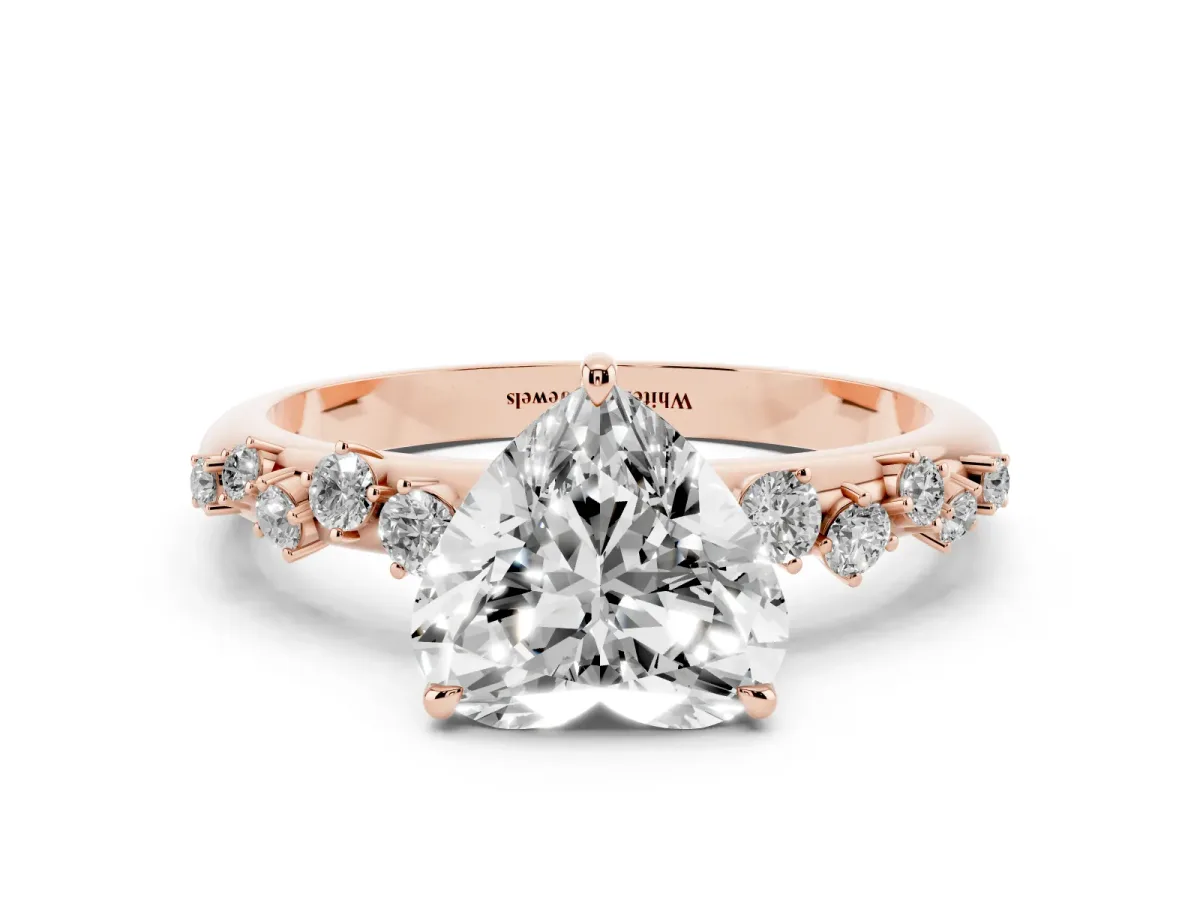 Heart Cut Diamond Cluster Prong-Set Solitaire Ring Rose gold
