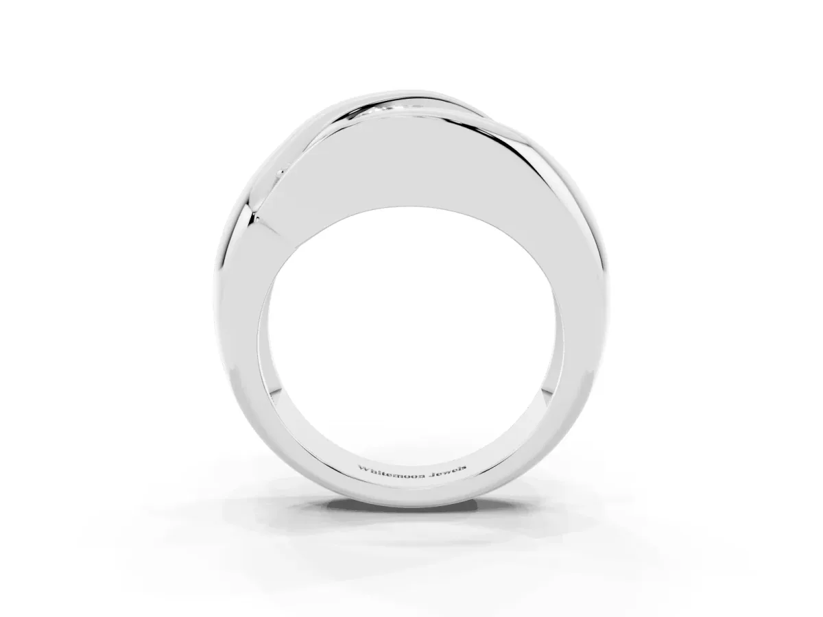 Channel Set Radiant Cut Diamond Crossover Band White gold