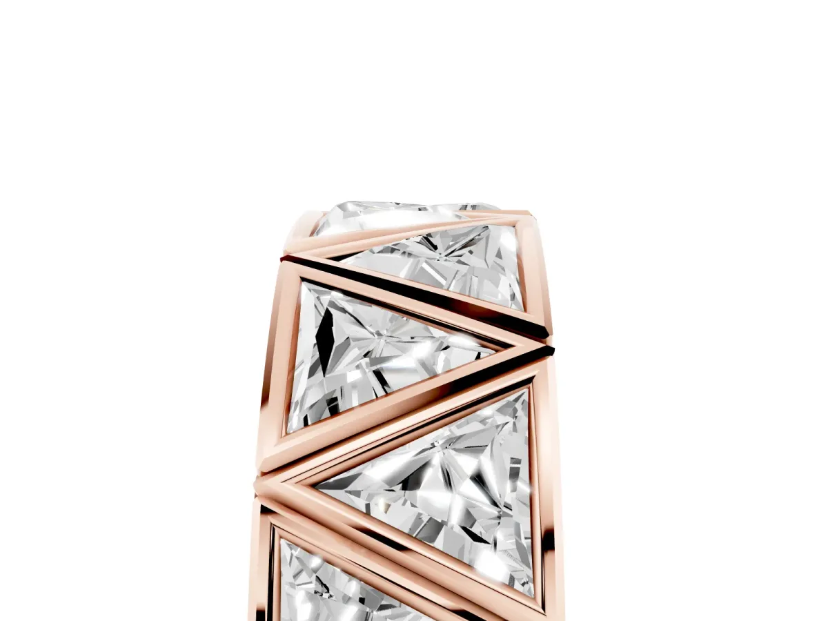 Triangle Diamond Geometric Mens Band Rose gold
