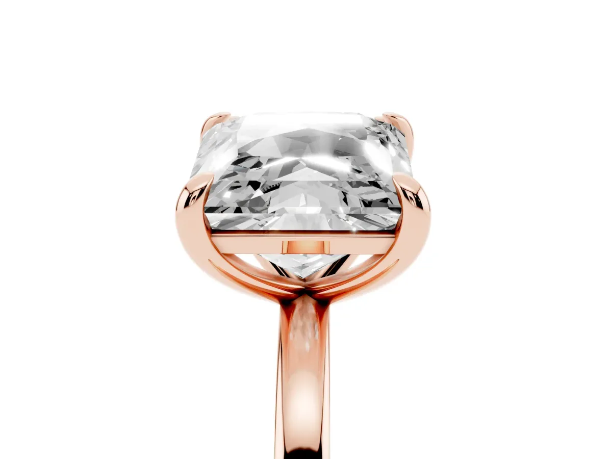 Cushion and Princess Toi Moi Ring with Prong Setting and Plain Band Rose gold