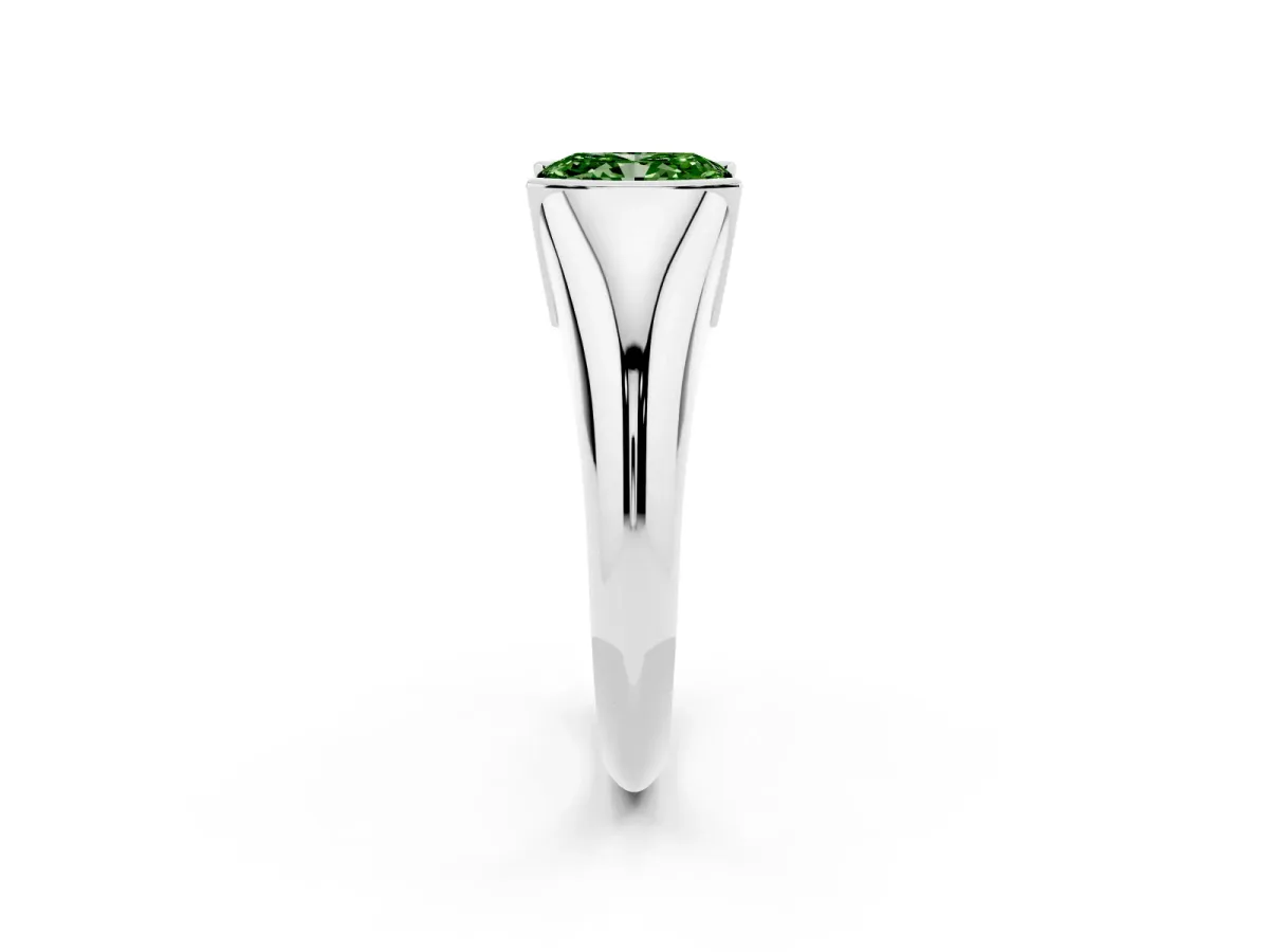 Fancy Green Radiant Cut Solitaire Tension Set Diamond Ring Silver