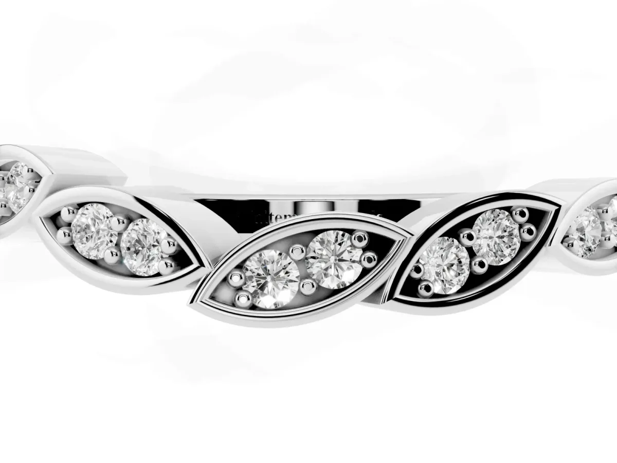 Marquise Diamond Leaf Eternity Band with Bezel Setting White gold