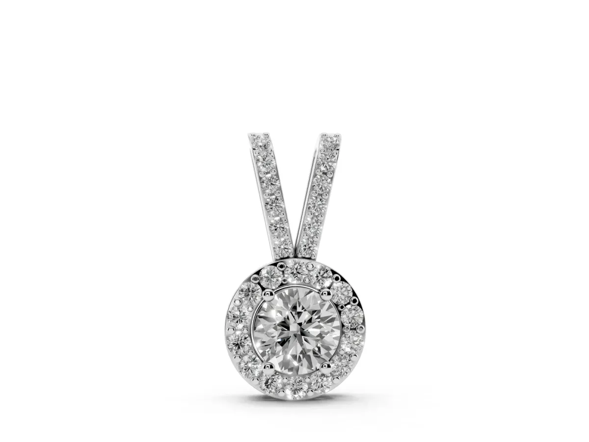 Round Halo Pendant with Prong Setting Silver