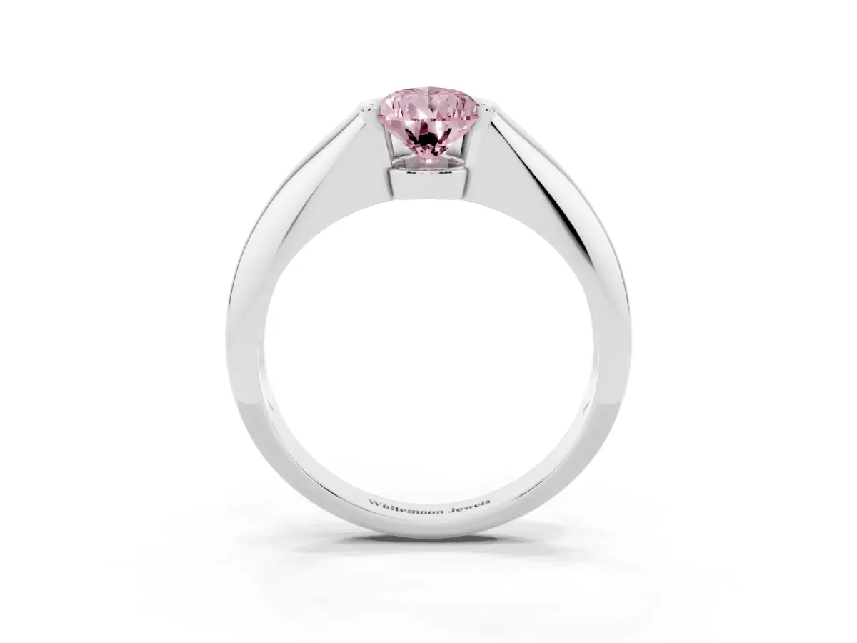 Fancy Pink Pear Cut Solitaire Tension Set Diamond Ring Silver