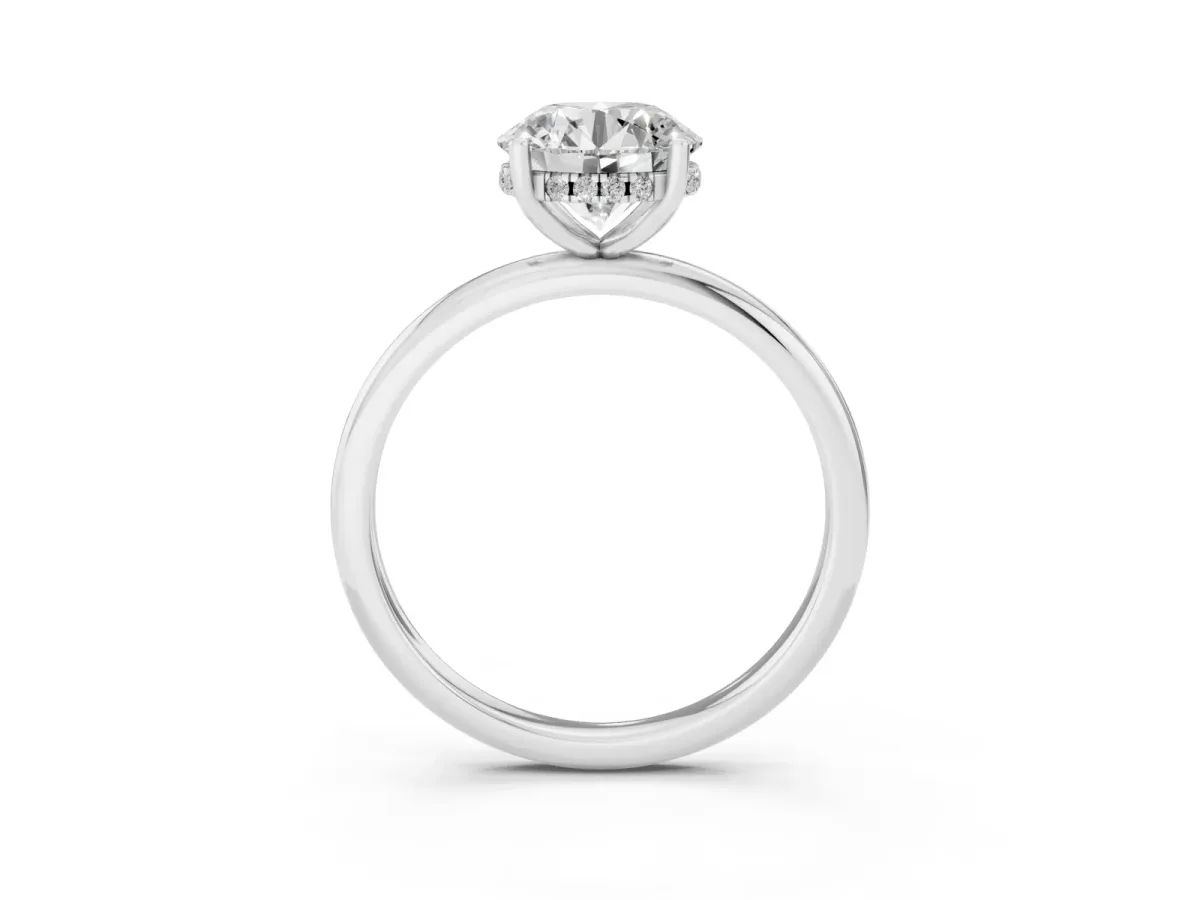 Round Cut Cut Solitaire Engagement Ring with Four-Prong Setting and Classic Band White gold