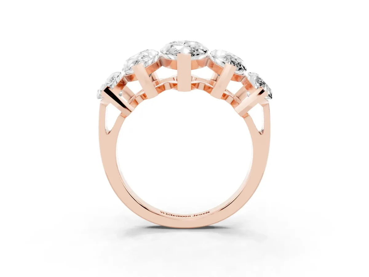 Five-Stone Marquise Diamond Prong Set Band Rose gold