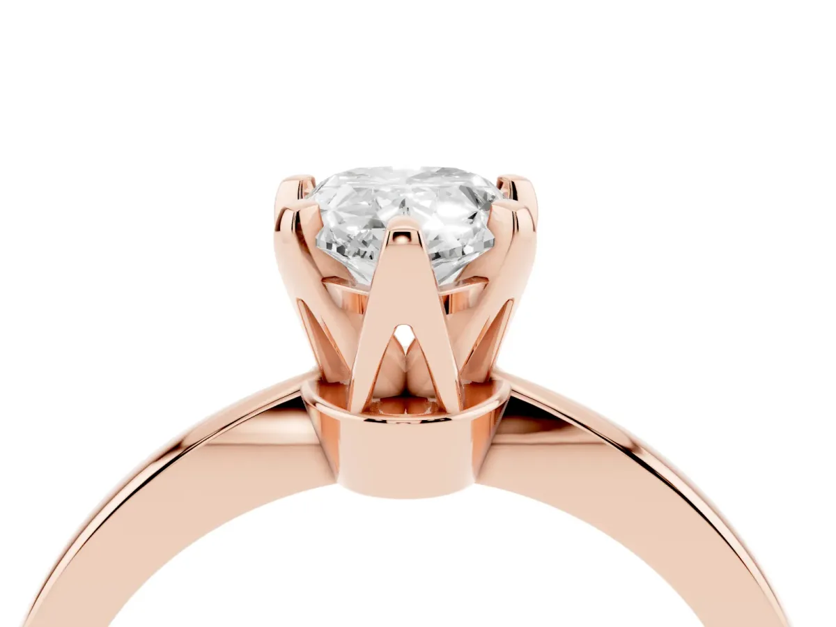 Pear Cut Solitaire Engagement Ring with Six-Prong Setting and Tapered Band Rose gold