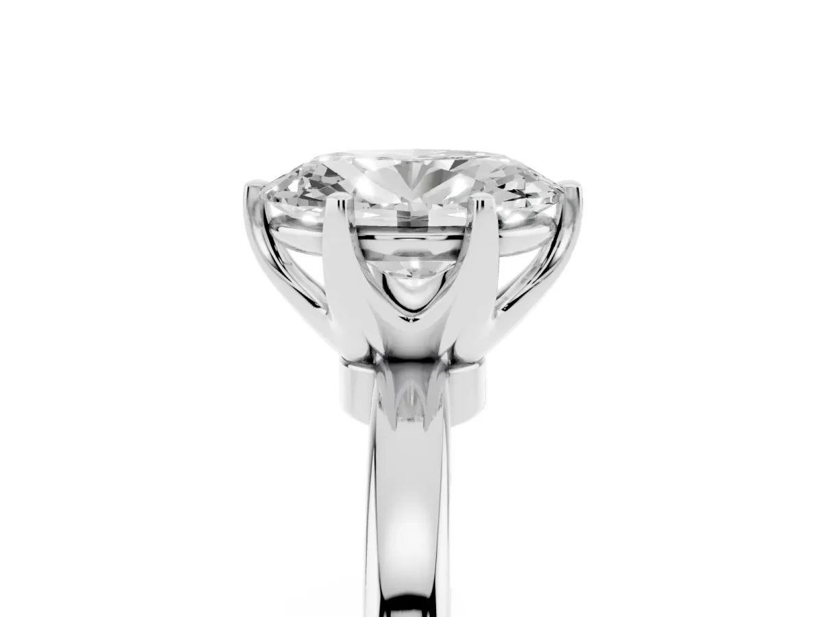 Oval Cut Solitaire Diamond Ring with Six-Prong Setting on a Classic Band White gold