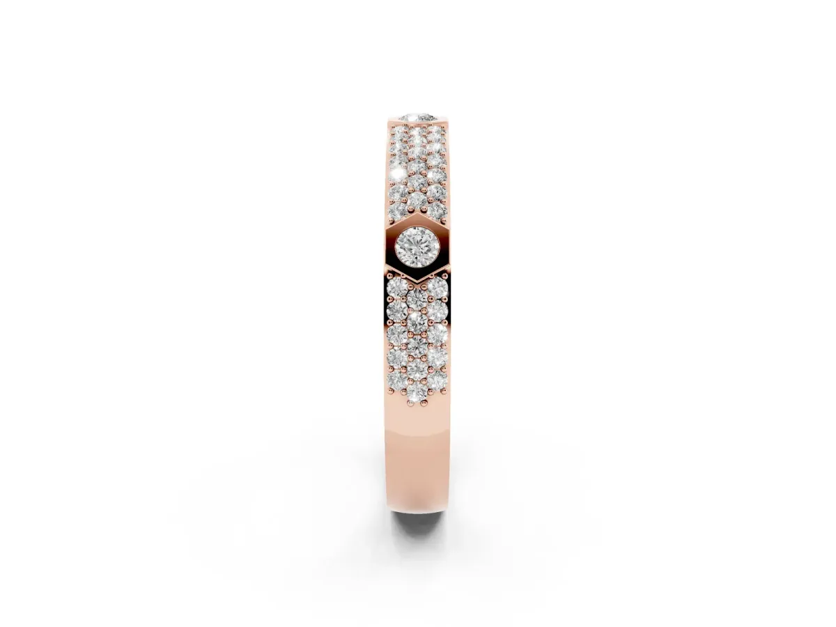 Round Diamond Pavé Promise Ring with Round Diamond Accents Rose gold